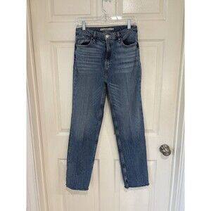 Hudson Remi Straight High-Rise Jeans Women's 28 Blue Distressed Fit 28 X 30